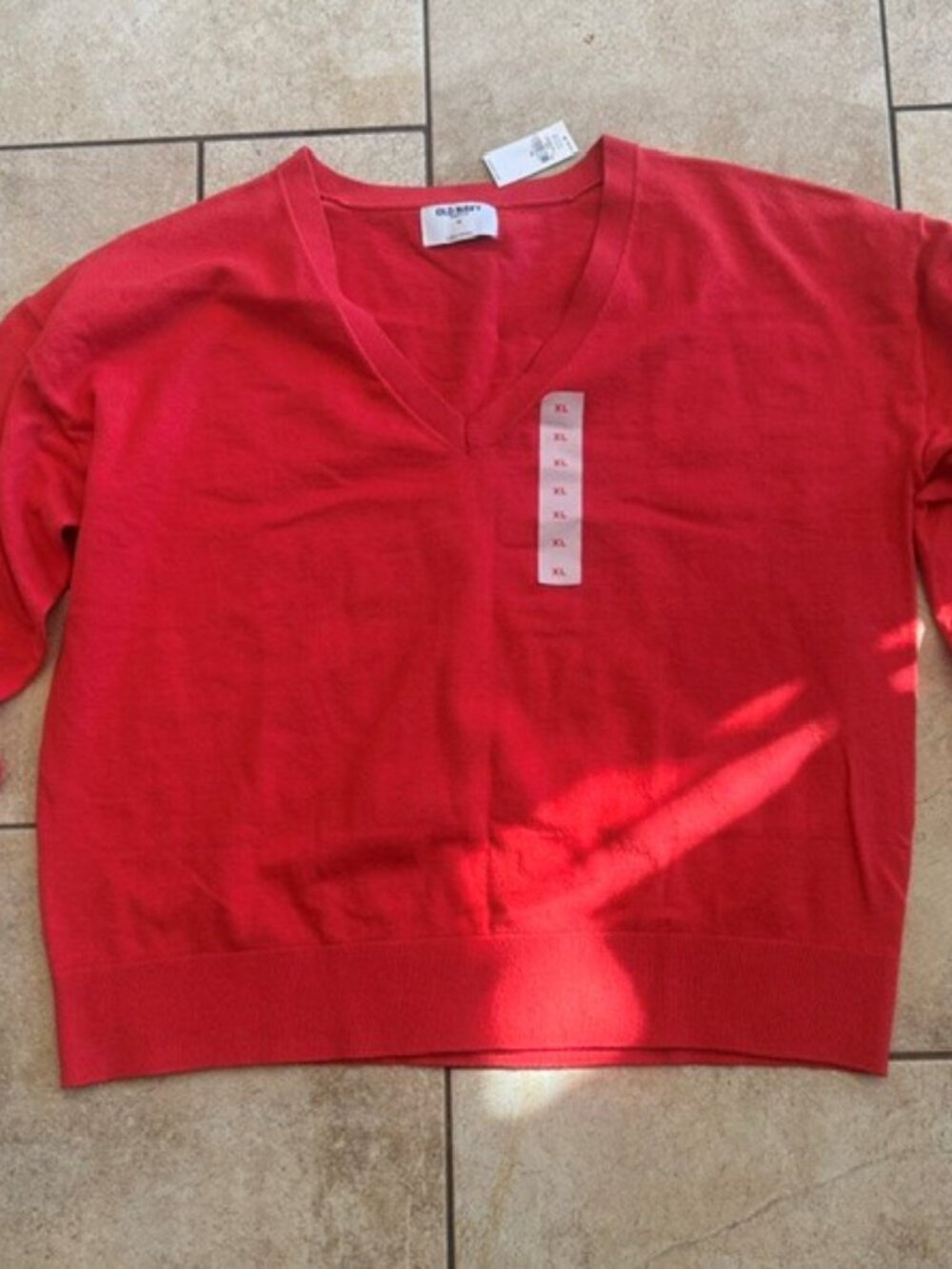 NWT Ladies Dark Coral Light Weight Old Navy V- Neck Sweater - XL